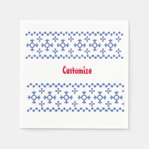 Cute Blue Snowflakes Pattern Thunder_Cove Napkins