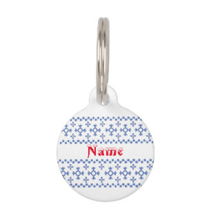 Cute Blue Snowflakes Pattern Thunder_Cove Pet ID Tag
