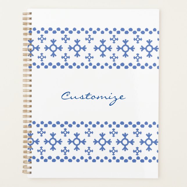 Cute Blue Snowflakes Pattern Thunder_Cove  Planner (Front)