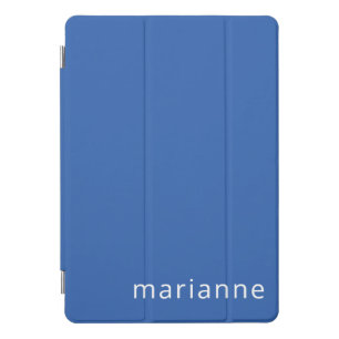 Cute Blue Solid Color Personalized Name iPad Pro Cover