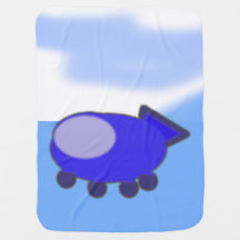 Cute Blue Spaceship on French Blue Clouds
