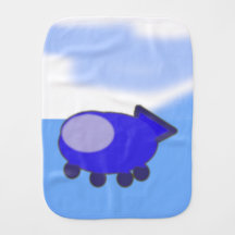 Cute Blue Spaceship on French Blue Clouds