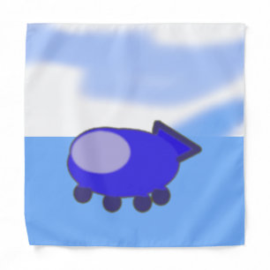 Cute Blue Spaceship on French Blue Clouds Bandana