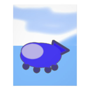 Cute Blue Spaceship on French Blue Clouds Photo Print