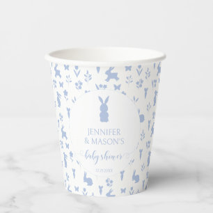 Cute blue spring Easter rabbit bunny baby shower Paper Cups