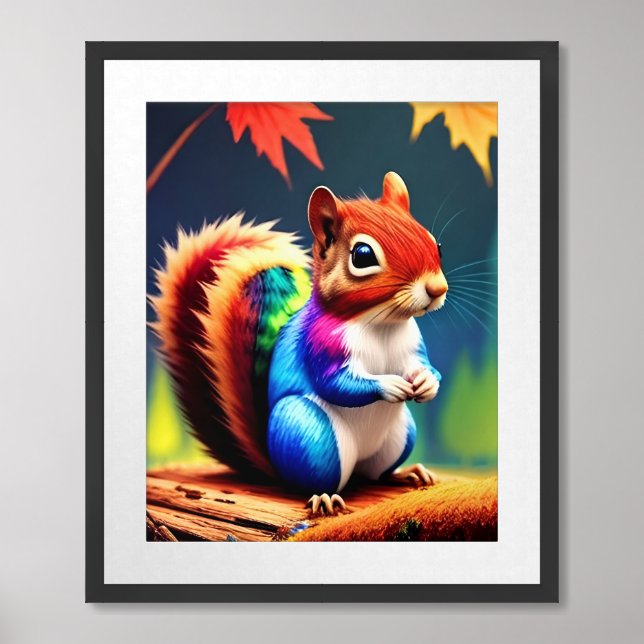 Cute Blue Squirrel-75463 Framed Art (Framed Front)