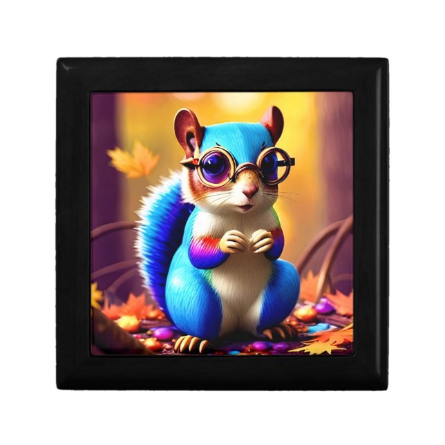 Cute Blue Squirrel with Glasses-46566 Gift Box (Front)