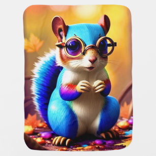 Cute Blue Squirrel with Glasses-56786 Baby Blanket
