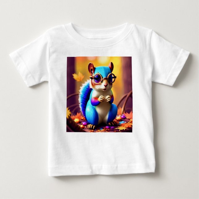 Cute Blue Squirrel with Glasses-56786 Baby T-Shirt (Front)