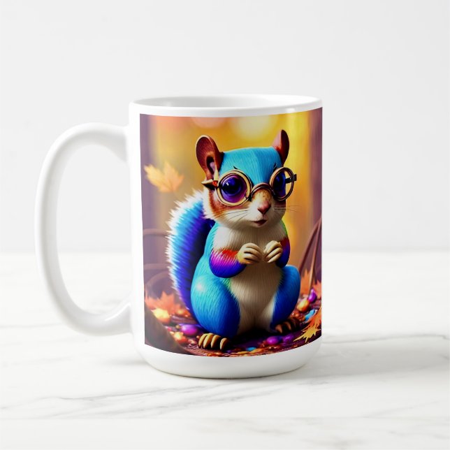 Cute Blue Squirrel with Glasses-56786 Coffee Mug (Left)