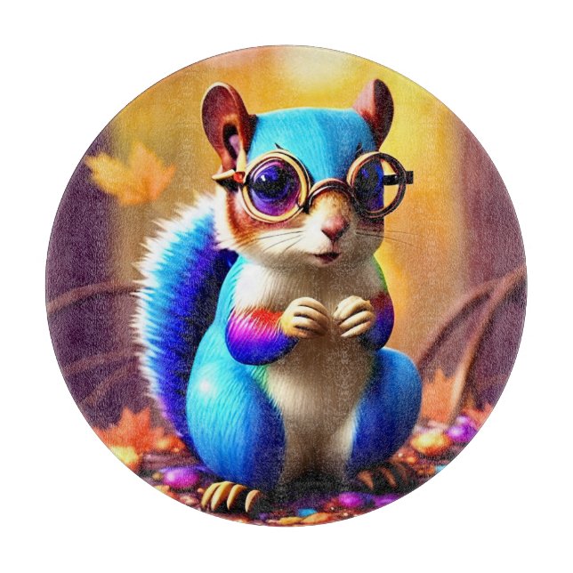 Cute Blue Squirrel with Glasses-56786 Cutting Board (Front)