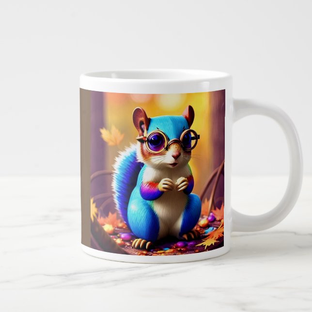 Cute Blue Squirrel with Glasses-56786 Giant Coffee Mug (Right)