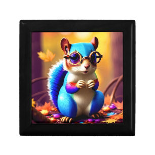 Cute Blue Squirrel with Glasses-56786 Gift Box
