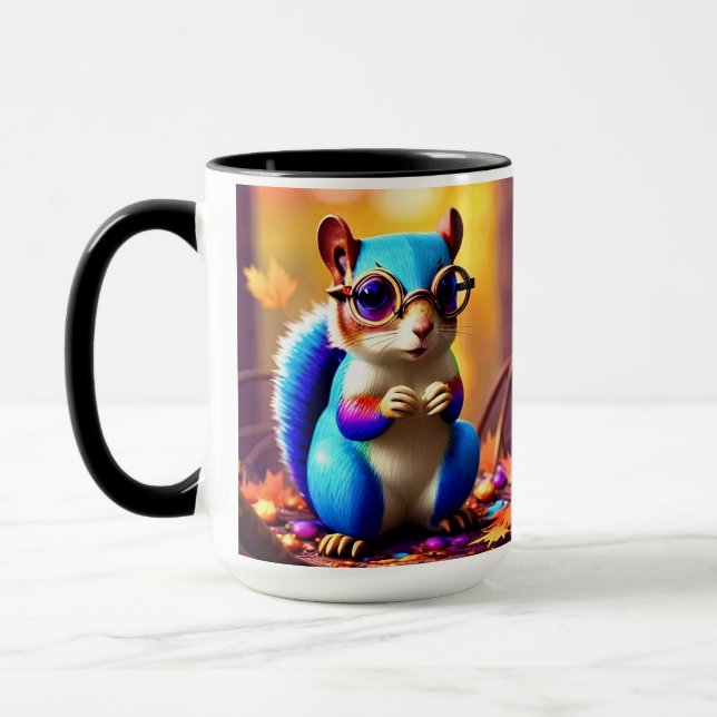 Cute Blue Squirrel with Glasses-56786 Mug (Left)