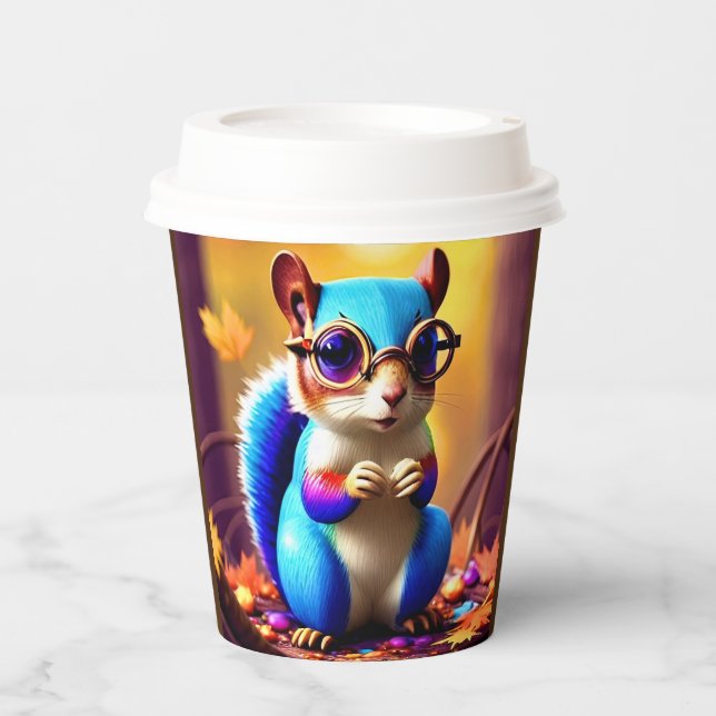 Cute Blue Squirrel with Glasses-56786 Paper Cups (Front)