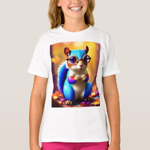 Cute Blue Squirrel with Glasses-56786 T-Shirt