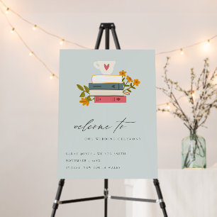 Cute Blue Stacked Storybooks Floral Wedding Foam Board