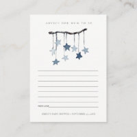 Cute Blue Star Mobile Advice for Mum Baby Shower Enclosure Card