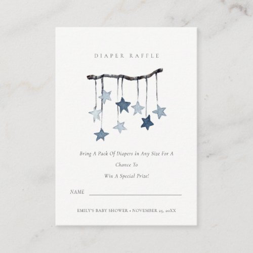 Cute Blue Star Mobile Diaper Raffle Baby Shower