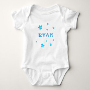 Cute Blue Stars Baby Boy Name Bodysuit