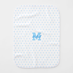 Cute Blue Stars Monogrammed White Newborn Infant Baby Burp Cloth