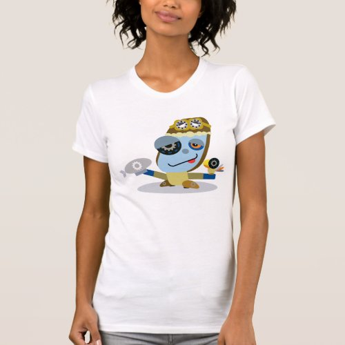 Cute Blue Steampunk Aviator Cartoon T_Shirt