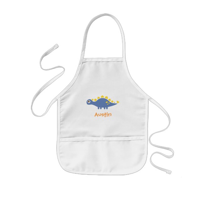 Cute Blue Stegosaurus Dinosaur For Kids Kids' Apron (Front)
