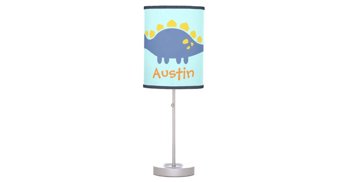 Cute Blue Stegosaurus Dinosaur For Kids Room Table Lamp Zazzle Com
