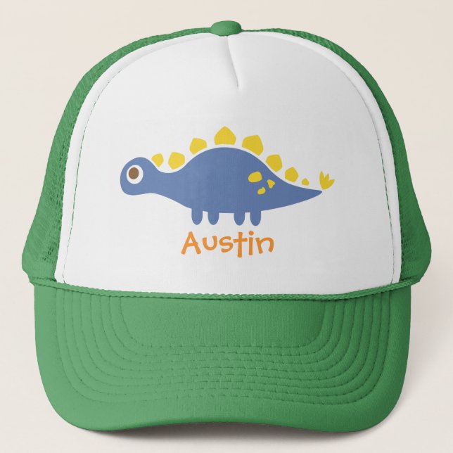 Cute Blue Stegosaurus Dinosaur For Trucker Hat (Front)