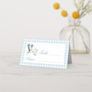 Cute Blue Stork Baby Shower Table Numbers Tent Place Card