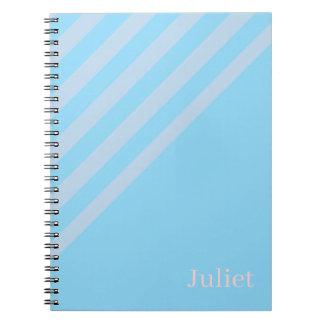 Cute Blue Stripe Spiral Notebook