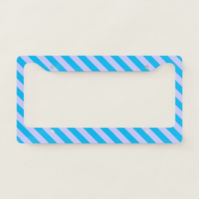 Cute blue stripes patterns license plate frame (Front)