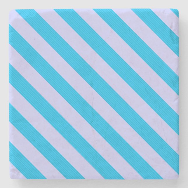 Cute blue stripes patterns stone coaster (Front)