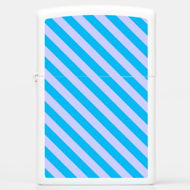 Cute blue stripes patterns zippo lighter (Front)