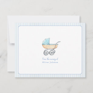 Cute Blue Stroller baby boy nursery Flat Thank You