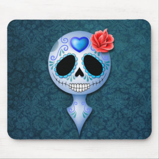 Cute Blue Sugar Skull Mouse Pad