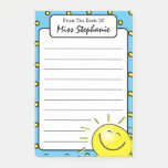 Cute Blue Sunshine Smile Face From Teacher  Post-it Notes