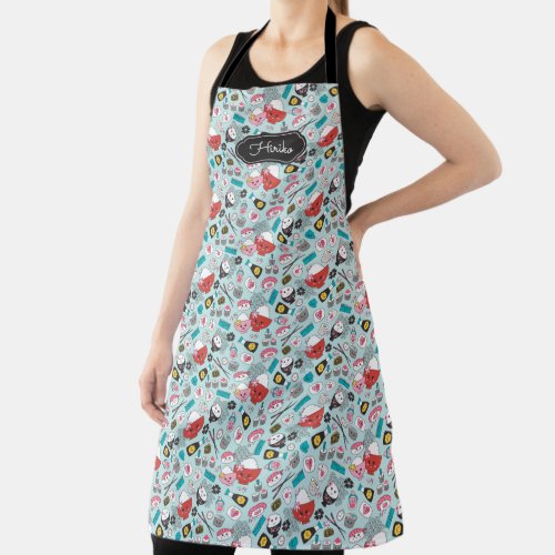 Cute Blue Sushi Pattern Apron