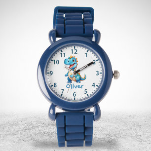 Cute Blue T-rex Dinosaur Personalized Watch