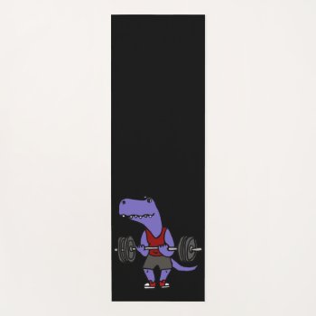 Cute Blue T-rex Dinosaur Weightlifter Yoga Mat by inspirationrocks at Zazzle
