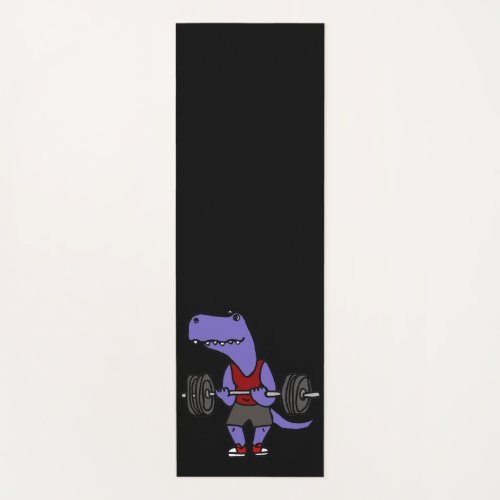 Cute Blue T_rex Dinosaur Weightlifter Yoga Mat