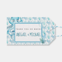 Cute Blue &amp; Teal Octopus Baby Shower Favor Tag