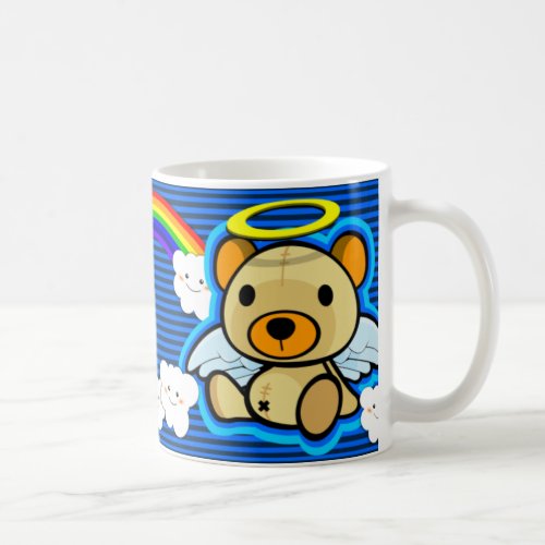 Cute blue teddy bear angel mug