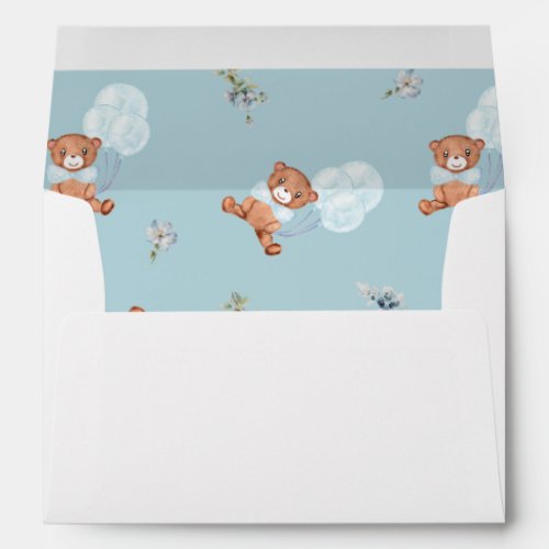Cute Blue Teddy Bear Baby Boy Shower Birthday Envelope