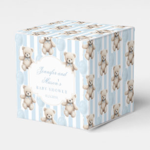 Cute blue teddy bear baby boy shower favor boxes