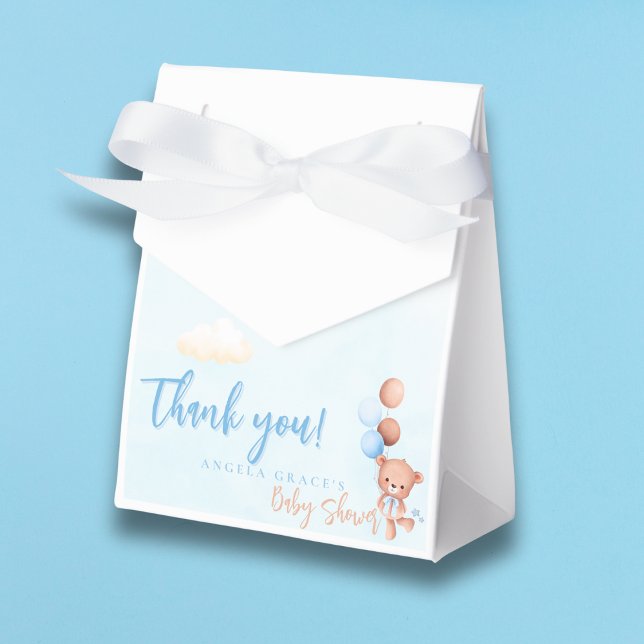 Cute Blue Teddy Bear Baby Shower  Favor Boxes (Creator Uploaded)