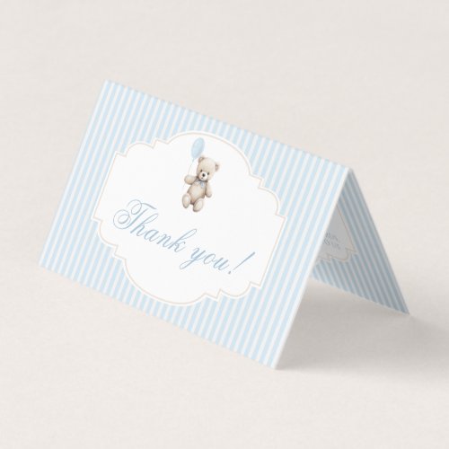 Cute blue teddy bear baby shower thank you cards