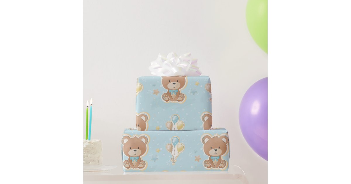 Sweet Teddy Bear Teddy Bear Baby Shower Wrapping Paper  Teddy bear baby  shower, Baby bear baby shower, Baby shower wrapping