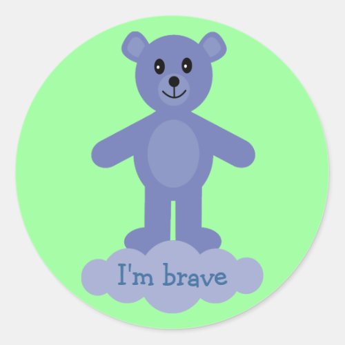 Cute Blue Teddy Bear Im Brave Reward Stickers