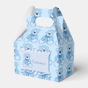 Cute Blue Teddy Bear Pattern Gable Favor Box